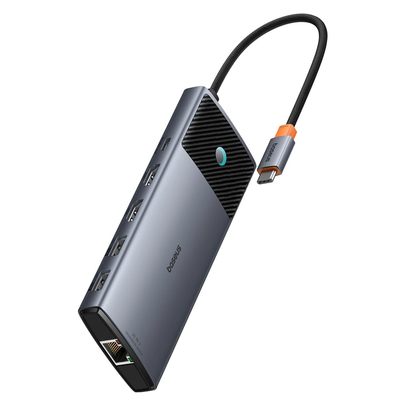 Baseus Metal Gleam 10-in-1 USB C HUB Docking Station with Dual HDMI 4k*1 @120Hz, HDMI 4K*1 @60Hz With Tripple Display, USB C 3.2*1, USB-A 3.1*1 10Gbps, USB-A 2.0*2, USB-C PD*1 100W, SD/TF, LAN RJ45-picture-24