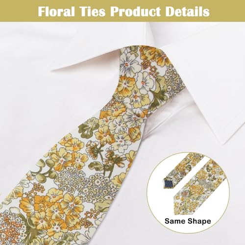 Image of Mantieqingway Men's Cotton Floral Neck Tie 2.56'' Printed Skinny Tie
