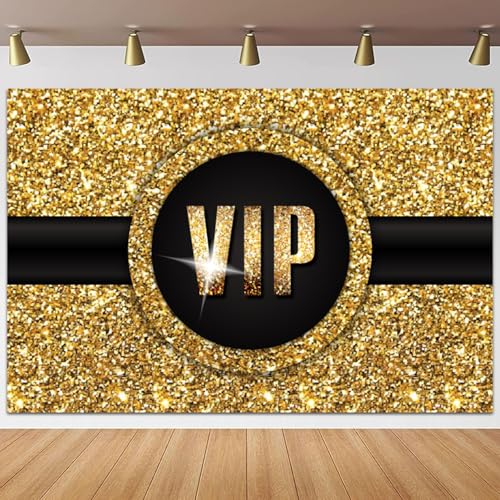 Toile de fond VIP 2,4x1,8m noir et or pour anniversaire et soirée tapis rouge