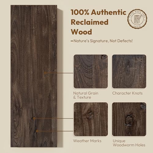 Image of Vivelove Elm Wood Floating Shelf 48x8 inch Set of 1, Dark Walnut