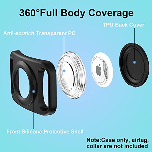 Sankala Airtag Dog Collar Holder, [2 Pack] Waterproof Airtag Case For Dog Collar, Tpu & Silicone Full Body Covered Apple Airtag Holder For Dog Collar, Airtag Protective Cover For Pet Collar Backpack #TOP2