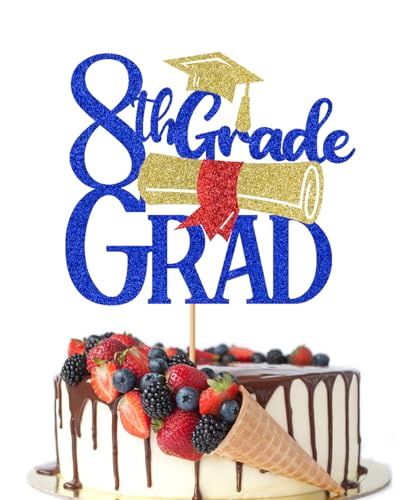 Crseniny 8th Grade Grad Cake Topper，Straight Outta 8th Grade Cake Topper