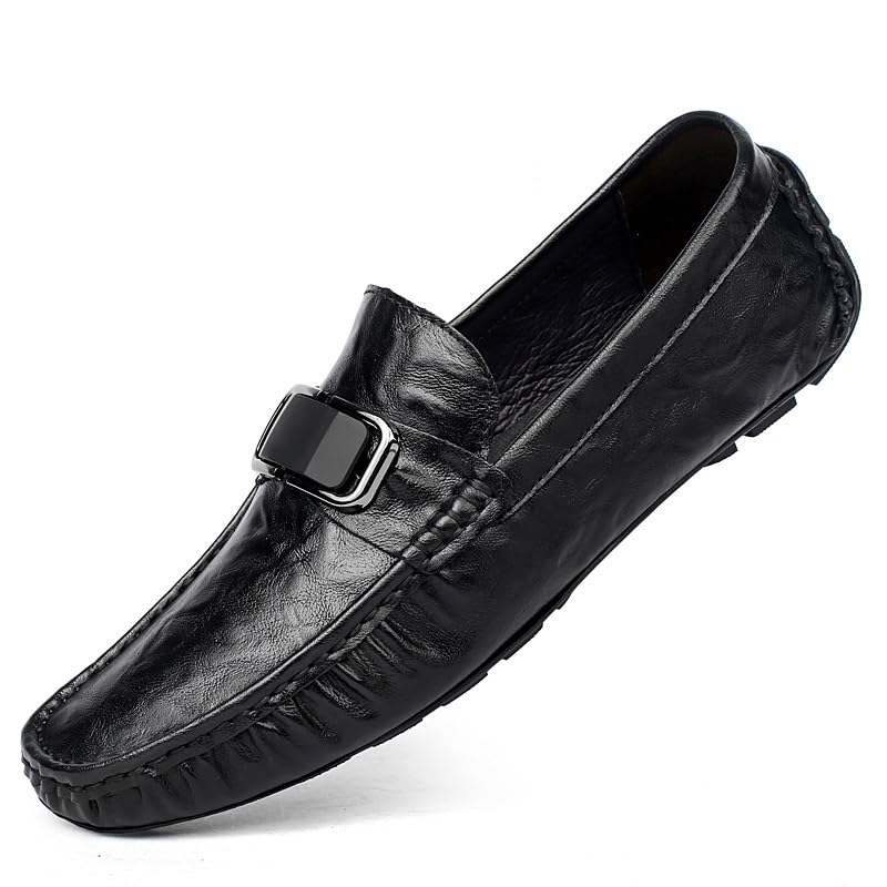 Men's Slip-Ons Loafers Mens Fashion Classic Pointed Toe Low Top Leather Dress Shoes