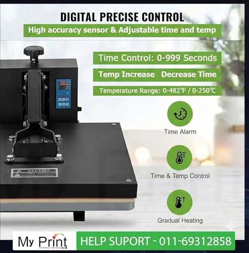 Image of MY PRINT | 15x15 Inch Heat Press Machine | Heavy Duty Multifunction Sublimation & DTF Printing Machine | T-Shirt Printing Machine | for [DTF] [Sublimation] [Vinyl] Printing Business Supply Product [Teflon Attached]