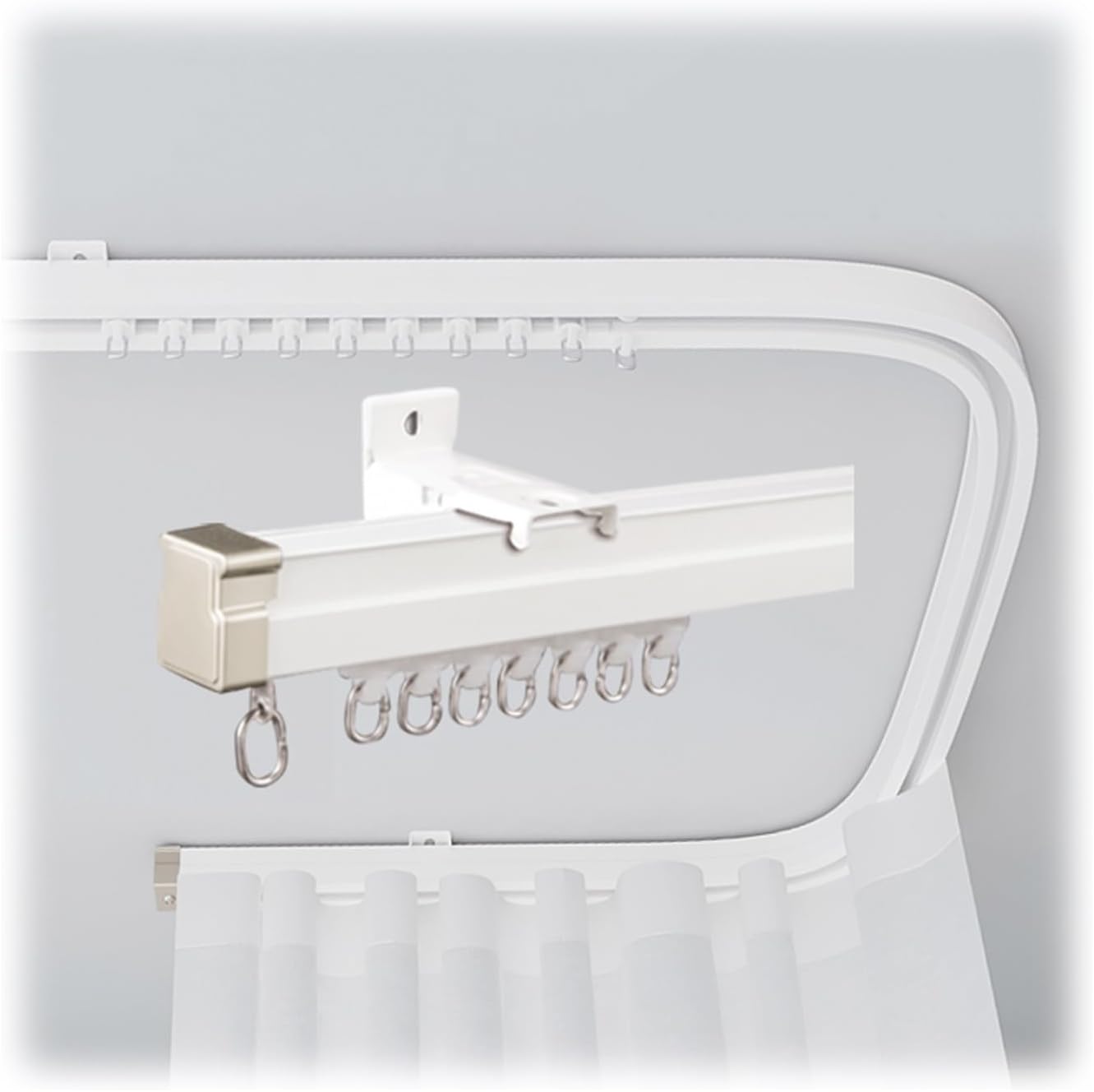 Bendable Ceiling Curtain Track White Heavy Duty Curtains Track Rail Flexible Curved Curtain Rod for Room Divider Windows Sala(White-Side,100cm/3.2ft)