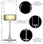 BACLIFE Wine Glasses Set of 4 - Hand Blown Wine Glass 15oz in Gift Packaging - Large White Wine Glass on Long Stem - Unique Modern Shape - for Wedding, Anniversary, Christmas