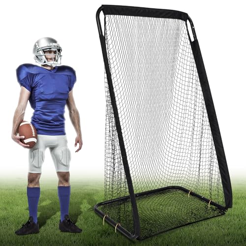 MorningRo Football Kicking Cage Net 7 x 3.2 or 8 x 3 x 4 ft Portable Football Throwing Net Powder Coated Steel Extra Deep Pocket for Punting Kicking Practice Train Equipment(Black 7 x 3.2 x 4 ft)