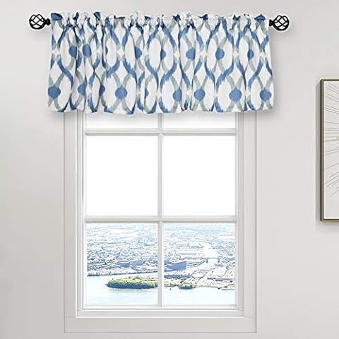 OREMILA Kitchen Curtain Valances for Windows 54" x 15", Multicolor Geometric Window Valance for Living Room/Bathroom/Kitchen, Rod Pocket, Navy/Gray Cover