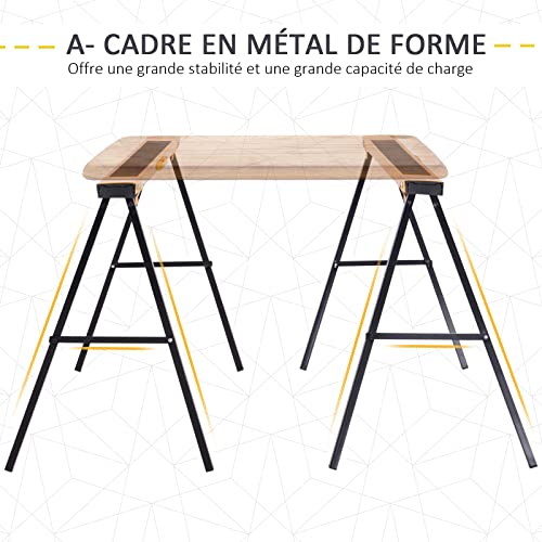 DURHAND Lot de 2 tréteaux pliables compactes poignée transport dim. 100L x 50l x 76H cm surface antidérapante métal noir jaune - Les Beatles, Paul McCartney, John Lennon, RIngo Starr, George Harrison DURHAND Lot de 2 tréteaux pliables compactes poignée transport dim. 100L x 50l x 76H cm surface antidérapante métal noir jaune – Image 8
