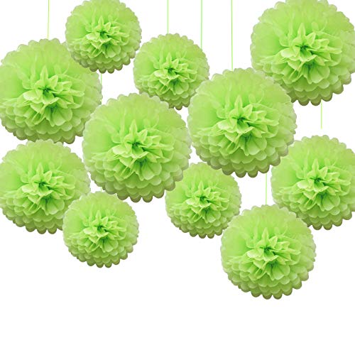 Time to Sparkle 30 Pack Tissue Paper Pompoms Pom Poms Flower Handmade Wedding Party Decorations Balls | Lime |