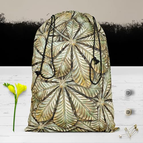 Image of ArtzFolio Chestnut Leafs | Reusable Sack Bag | Bag for Gym, Storage, Vegetable & Travel