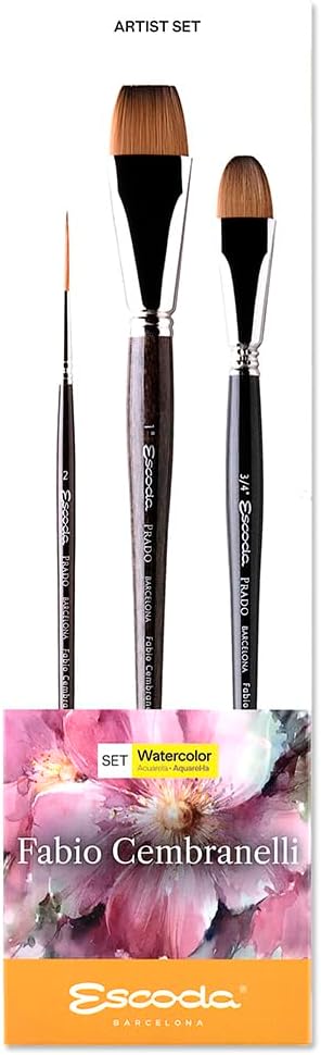 Watercolour | Artist Set Fabio Cembranelli 2 | Size 1,2,3/4 | 3 Brushes | Synthetic tame | Flat + Rigger