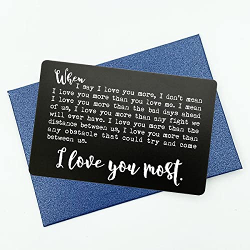 When I Say I Love You More Metal Wallet Card, Valentine's Day, Boyfriend Gift, Husband Gift, Wife Gift, Anniversary Wallet Insert Card, Sentimental Keepsake, Anniversary Gifts for Him (Black)3