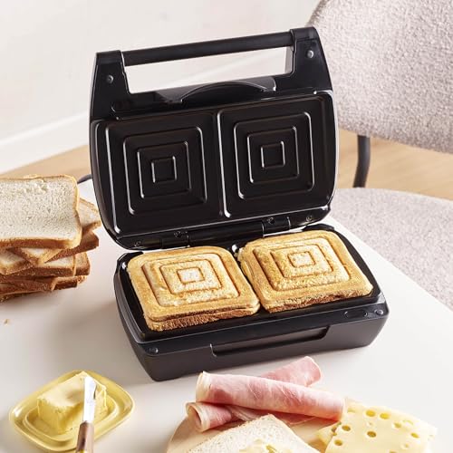LAGRANGE - Gaufrier Mini Maxi, 900W, Multifonctions, Croque-monsieur XXL 120x120, livré avec les jeux de plaques Gaufres & Croque-monsieur, Nettoyage facile, 028462