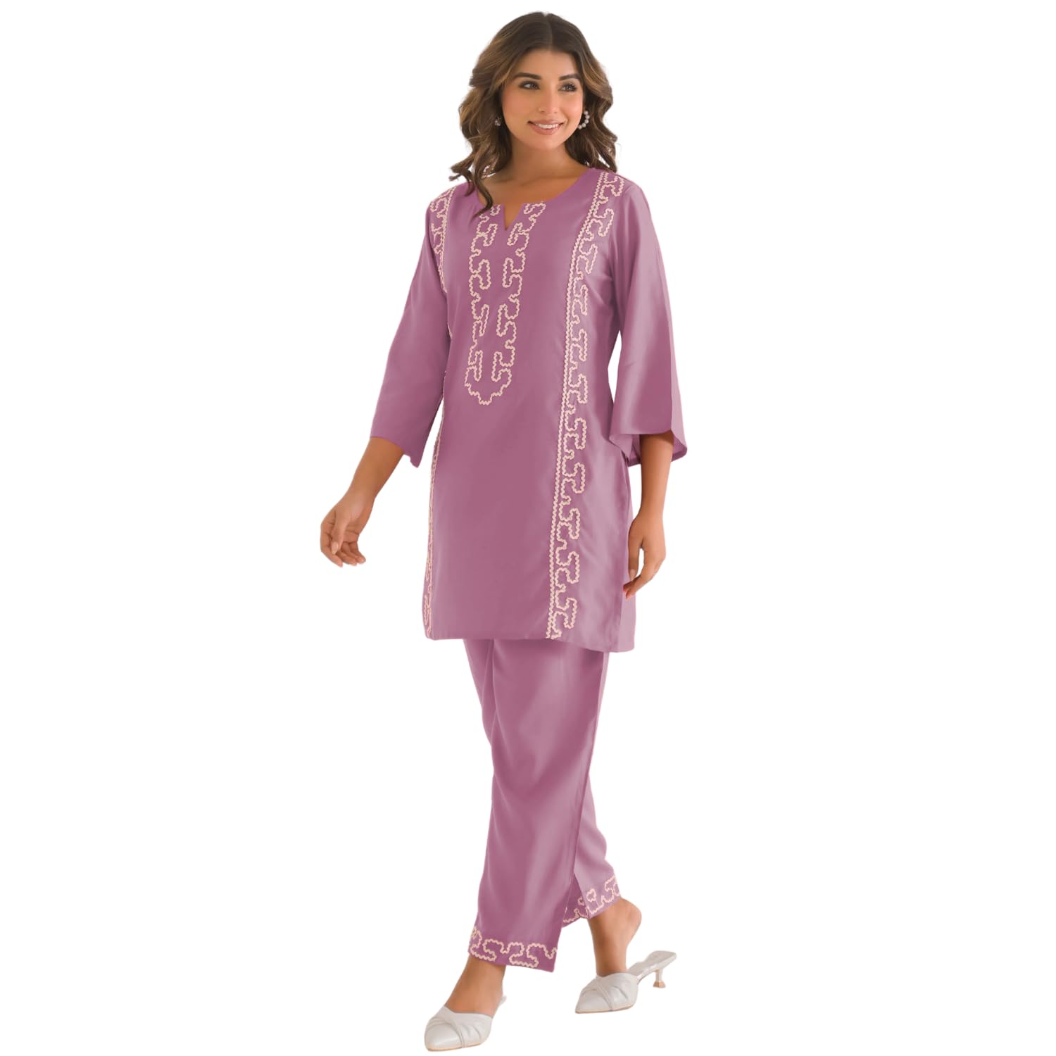 SHIENZY Ethnisches Co-Ord-Set, lässiges Oberteil für Damen, schickes Kurta-Set, komplettes Kleid, stilvolles Kurti-Outfit, Koordinationsbekleidung (SH-1677)