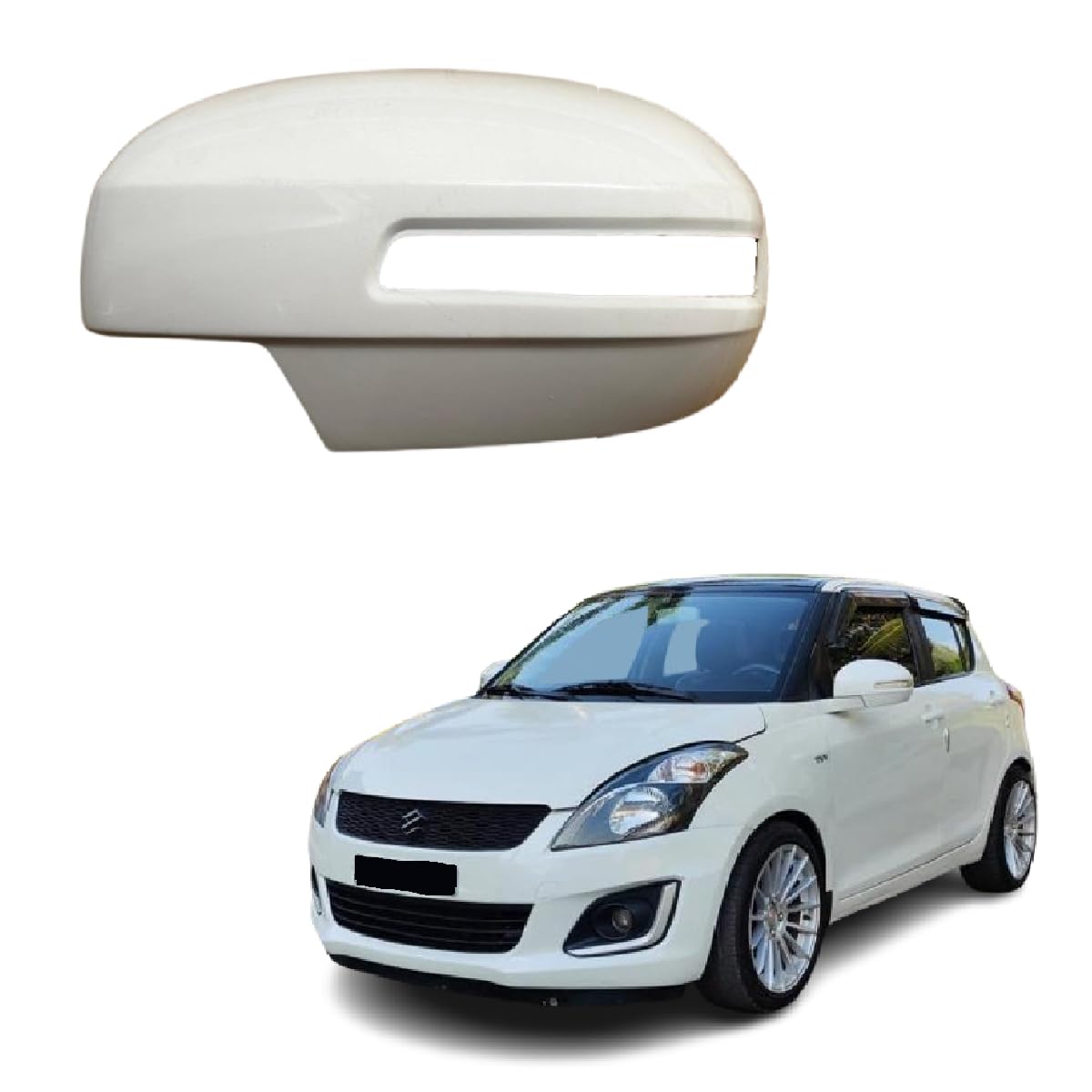 Car Styling -Left Passenger Side view Mirror Cover/Cap (Indicator Cut Type) compatible with Maruti Suzuki Swift 2012-2017 Model Type 3- Unpainted-image-42