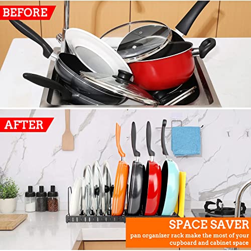 Weitelai Pot And Pan Organizer For Cabinet, Expandable Pots And Pans Organizer Holder 10 Adjustable Compartments Pot Lid Organizer For Cabinet Kitchen Cookware,Bakeware,Cutting Board Rack Black #TOP1