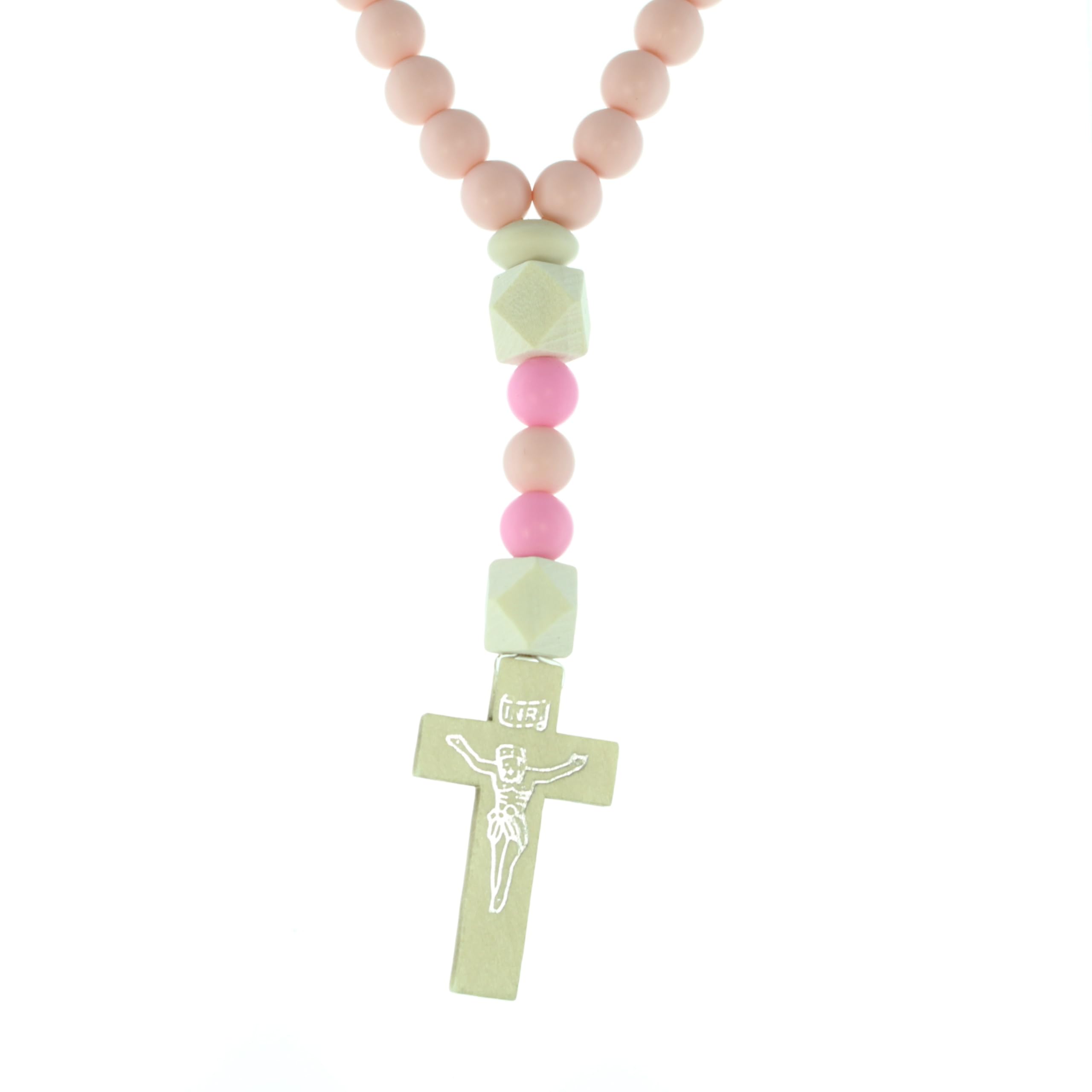 Palais du Rosaire Chapelet pour enfant grains en silicone et bois 8mm - Chapelet pour Enfant - Culte Chrétien en Plastique