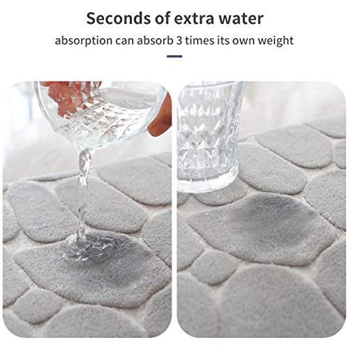 Yihouse Memory Foam Bath Mat Cobblestone Bathroom Rugs Super Water Absorbent Bath Mats For Bathroom Machine Washable Bath Rugs(20X32,Black) #TOP3