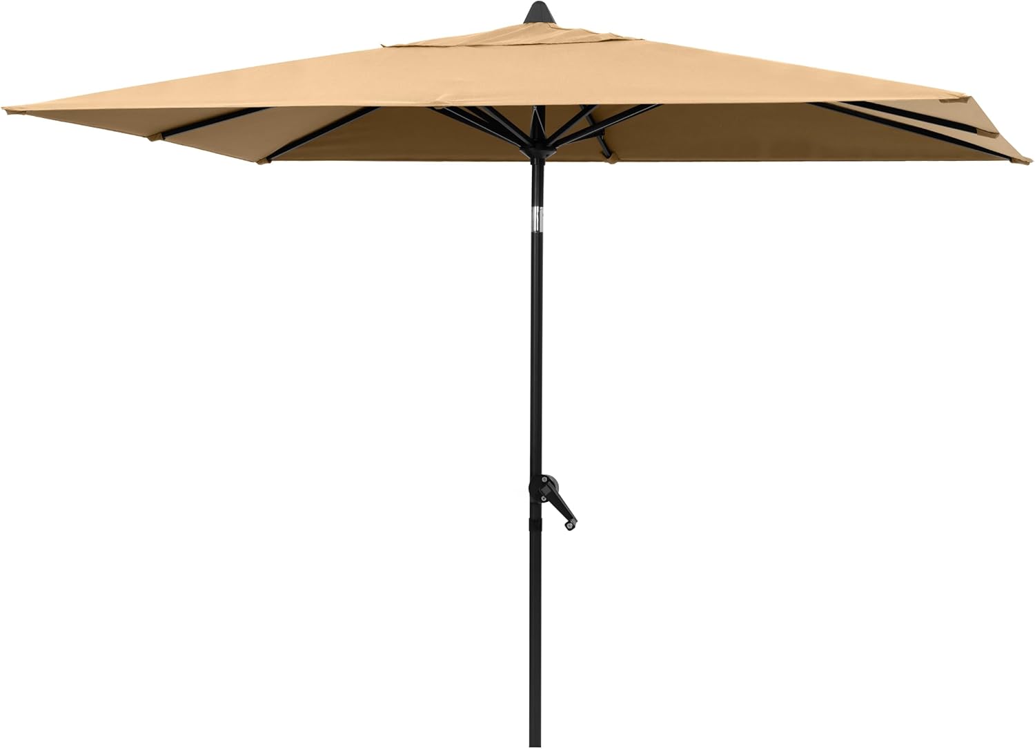 9x5 Feet Rectangle Patio Table Umbrella - Crank Tilt Market Umbrella with Vented Canopy, Fade-Resistant Waterproof for Pool Garden Deck, Tan
