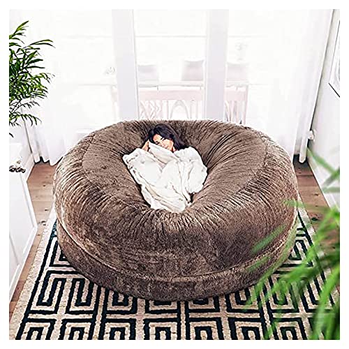 Sillón Puff Gigante sin Relleno, Piel Sintética, Funda de Sofá Lavable, Espuma Viscoelástica (Color: Marrón, Tamaño: 1,52 m/1,82 m/2,13 m)