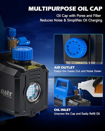 Image of Orion Motor Tech Vacuum Pump, 4.5 cfm 1 /3 hp HVAC Single Stage Vacuum Pump for R12 R22 R134a R410a R502, Auto AC Vacuum Pump Kit for Automotive Air Conditioner Resin Degassing & More, Oil Included