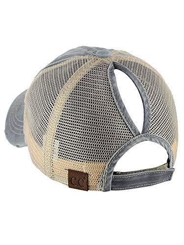 Image of C.C Ponycap Messy High Bun Ponytail Adjustable Mesh Trucker Baseball Cap Hat