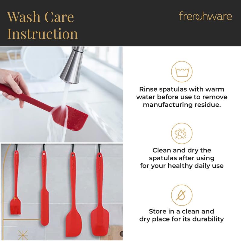 Frenchware Set of 2 Non-Stick Silicone Large Spatula, Oil Brush for Cooking 3