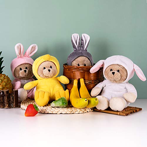 My Oli 7" Plush Teddy Bears Pack Of 4 Stuffed Costumed Bears: Bunny, Sheep, And Chicken With Fliptable Hats Stuffed Animal Toy Gifts For Babies Kids Boys Girls #TOP2