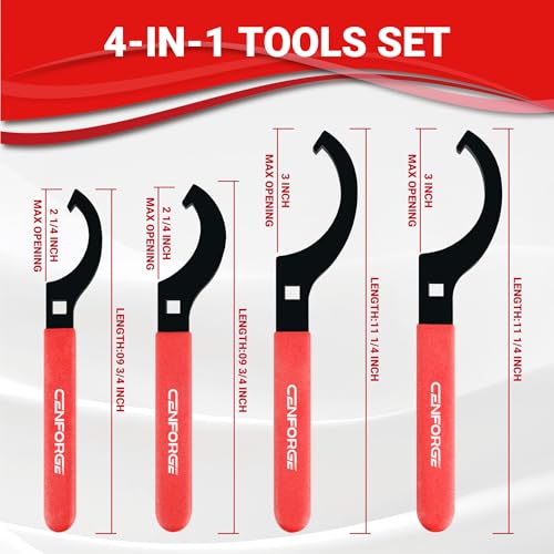 CENFORGE Cenfoge Universal Coilover Adjustment Spanner Wrench Set, 4-PC. Tool Kit for Suspension System and Shock Adjustments, with 3/8" Drive Hole, Universal Fit Most Coilovers Shocks. - Image 2