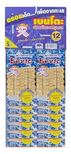 Bento Thai Snack Getrockneter Tintenfisch Meeresfrüchte Asiatisch Snack, Hot & Spicy (Blau) 4 g x 12 Beutel