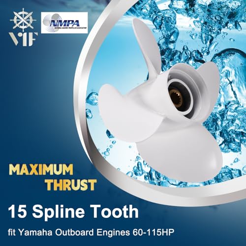 Image of VIF Aluminum Boat Propeller with Yamaha 60HP 70HP 75HP 80HP 85HP 90HP 115HP 130HP Outboard Engines,15 Tooth, Rh