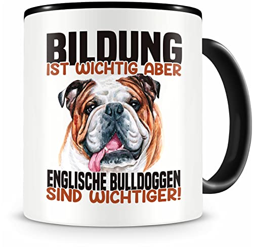 Samunshi® Englische Bulldogge Tasse mit Spruch Bildung Wichtig Englische Bulldogge Wichtiger Geschenk für Hunde Fans Kaffeetasse Lustige Tassen Kaffeebecher...