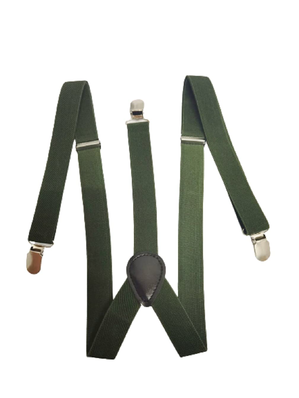 L&L® MENS LADIES UNISEX ADJUSTABLE SLIM BRACES TROUSER SUSPENDERS FANCY DRESS CLIP ON (Olive)