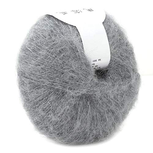 Tnfeeon Mohair Knit Soft Angora Long Wool Yarn Hot With a Crochet Popular for DIY Weave(light grey)