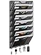 EasyPAG 8 Fächer Metall A4 Zeitschriften Wandhalter Zeitschriftenhalter Wand Aktenablage Dokumentenhalter Magazin Wandhalterung Post Organizer Prospektspender Flyerhalter Hängend mit 5 Haken,Schwarz