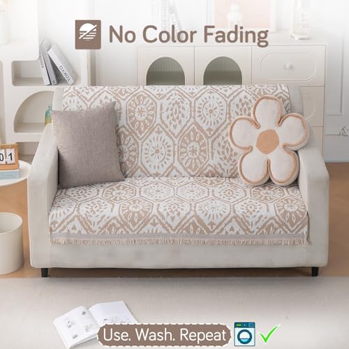 Image of HOKIPO Serene Abode Sofa Cover 2 Seater, 180x120 cm, Boho Floral Tile