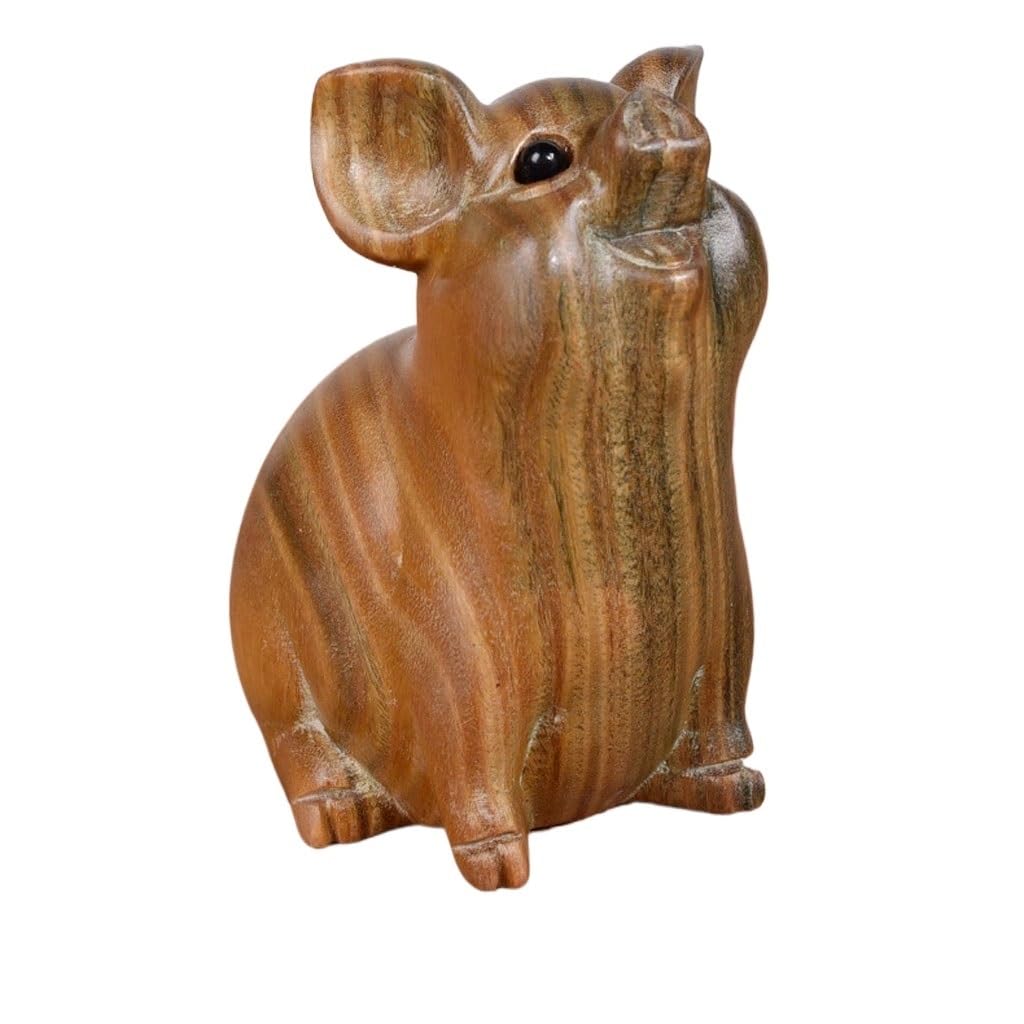 ATREDESES Office Decor Solid Wood Carving Pig Ornament Root Carving Pig Creative Mahogany Home Decoration Crafts Home Decor