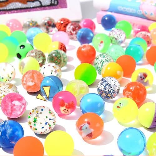 Seamart 24 Stück Flummies für Kinder 25 mm Flummis Springball Bunte Hüpfbälle und Kindergeburtstag Gummibälle Gastgeschenke