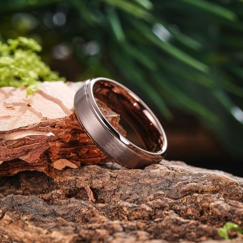 Image of King Will Classic Tungsten Wedding Band for Men, 6 /7 /8 /9 /10mm Widths, Polished Finish Step Edge Matte Rings Comfort Fit
