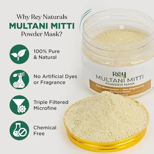 Image of Rey Naturals Multani Mitti For Face - 200gm | Multani Mitti Powder For Face & Hair | Multani Mitti Face Mask For Pore Minimization | Detan Pack For Tan Removal | Face pack for Women & Men