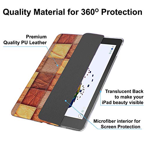 Image of DuraSafe Cases iPad Mini 4 7.9 Inch 2015 [ Mini 4th Gen ] A1538 A1550 MK6K2HN /A MK6J2HN /A MK6L2HN /A Trifold Printed Hard Smart PC Transparent Back Cover - Brown Patchwork