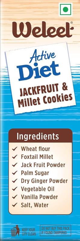Image of Weleet Keto Diet and Jackfruit & Millet Healthy Digestive Cookies |Home /Office Snack, Low Gi, Diabetic Friendly| Free of White Sugar & Maida, Free from Added Preservatives|Pack of 2 (270gm)