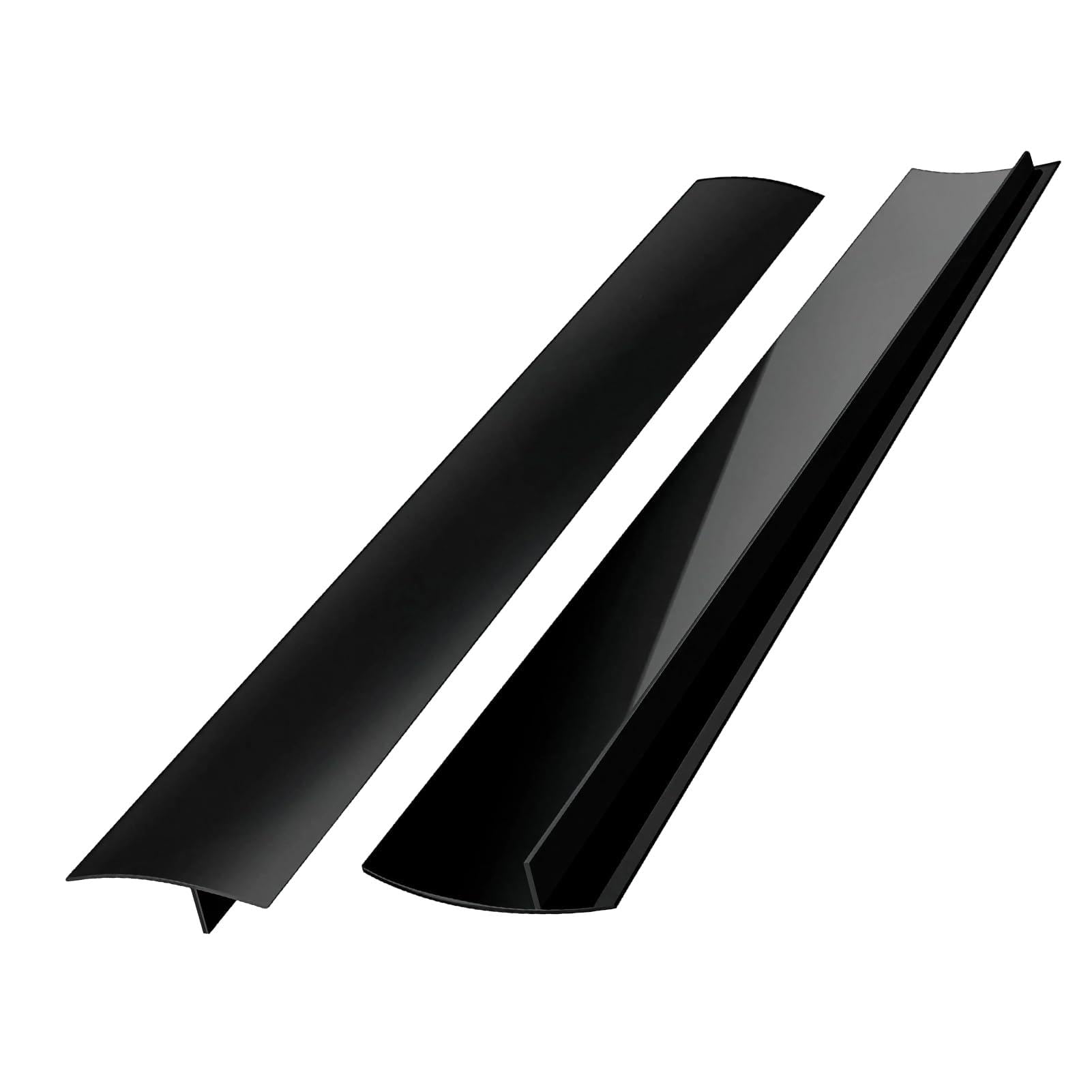 25in Silicone Stove Gap Cover 2 Pack Cuttable Worktop Edging Strip Heat-Resistant Cooker Gap Filler Anti-Stain Stovetop Countertop Oven Side Gap Filler for Kitchen, Cooking, Baking (Black, 63.5cm)
