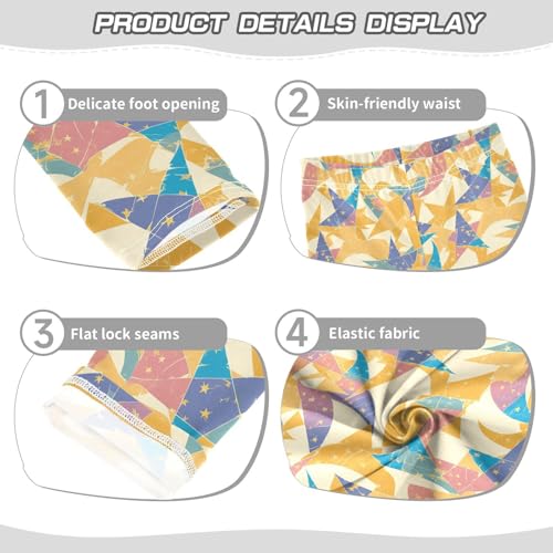 KLL Yellow Star Girls Athletic Leggings Fashion High Waisted Dance Pants Exercise3