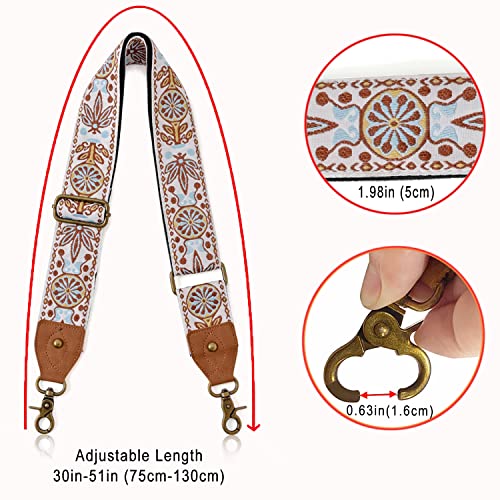Image of Purse Straps Replacement Crossbody Handbag Adjustable Jacquard Embroidery Wide Guitar Strap