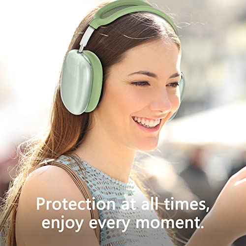 Image of Silicone Case Cover for AirPods Max 2 / AirPods Max Headphones (Green) | Clear Soft TPU Ear Cups Cover /Ear Pad Case Cover /Headband Cover for AirPods Max,Transparent Accessories for Apple AirPods Max