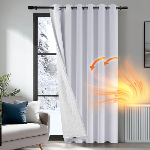 Deconovo Cortinas para Salon Dormitorio Opacas Termicas Aislantes Frio y Calor 1 Pieza Cortina Divisoria, 200x280cm Gris Perla