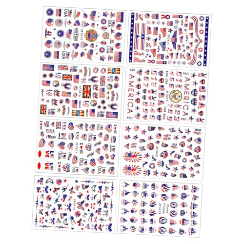 MUCKLILY 8 Hojas Pegatinas Uñas Decorativas Manicura con Calcomanías Adhesivas de Bandera para Uñas de Fáciles de Aplicar y Resistentes para Diseño Único