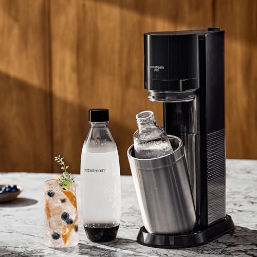 SodaStream Wassersprudler DUO Umsteiger| inkl.1x 1L Glasflasche und 1x 1L FUSE Kunststoffflasche (spülmaschinengeeignet) | Farbe: Titan
